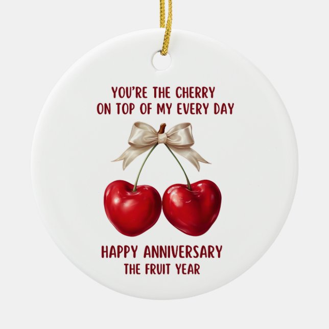 4th Anniversary Card, Fruit Anniversary Ornament (Vorne)