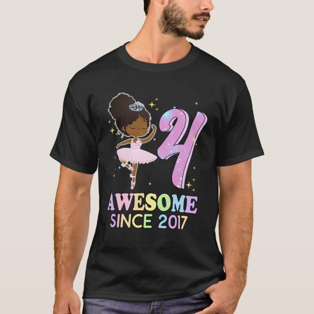 4th Bday Awesome Since 2017 Melanin Pride African  T-Shirt (Vorderseite)