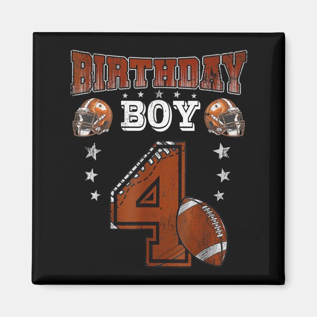 4th Birthday Boy Football Lover Theme 4 Years Old  Magnet (Vorne)