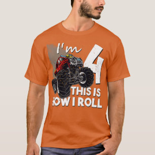 4th Birthday Boy Monster Truck 4 Years Old Gift  T-Shirt