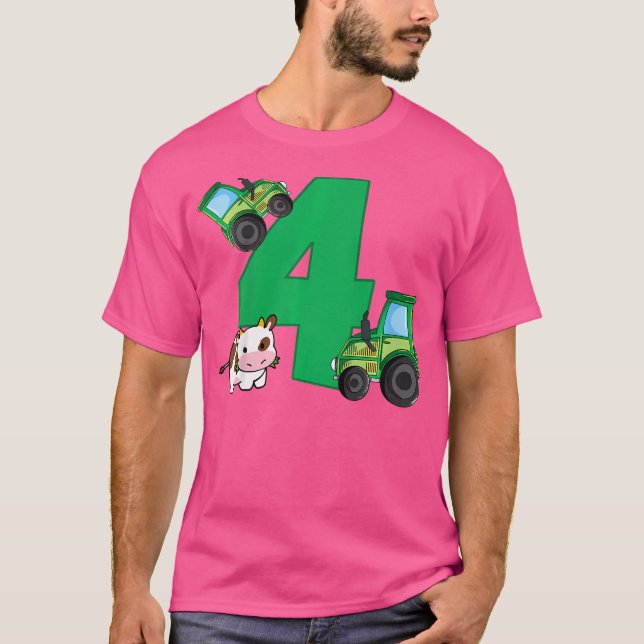 4Th Birthday Boys Tractor Farmer 4 Years Birthday T-Shirt (Vorderseite)