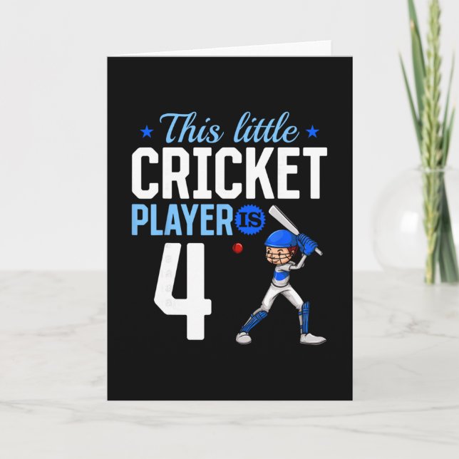 4th Birthday Cricket Player  Karte (Vorderseite)