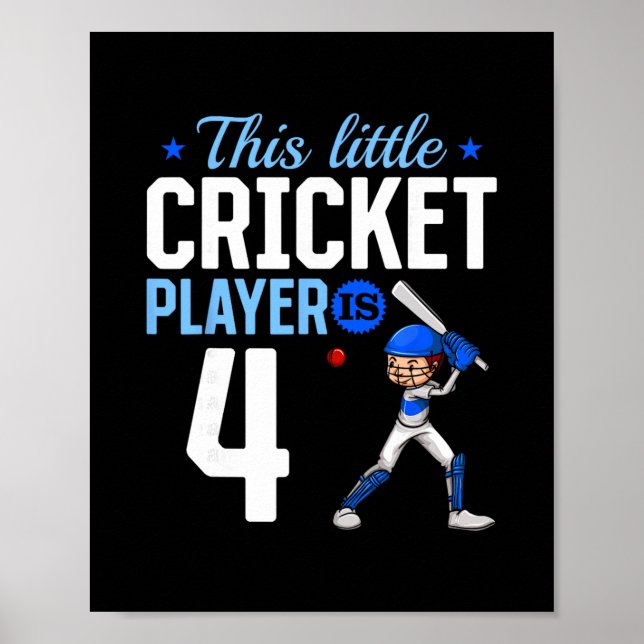 4th Birthday Cricket Player  Poster (Vorne)