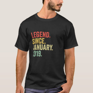 4th Birthday  Legend Since January 2019 4 Years Ol T-Shirt