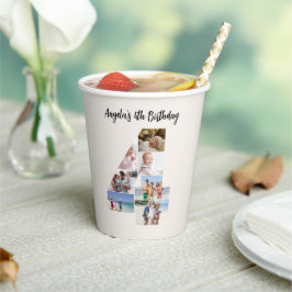4th Birthday Photo Collage Number 4 Paper Cups Pappbecher
