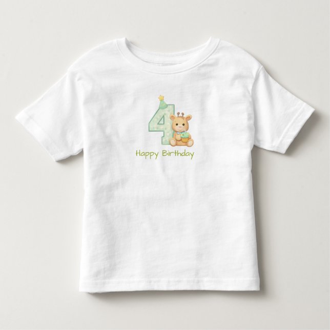 4th Birthday Toddler T-Shirt Cute Bear Birthday  (Vorderseite)