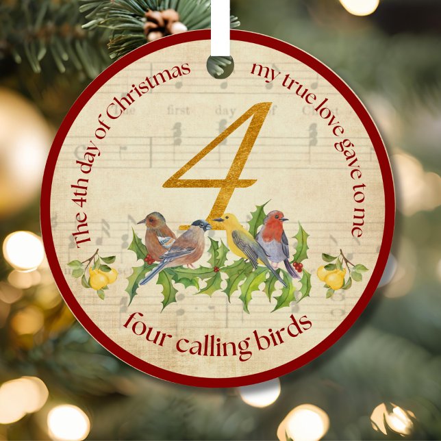 4th Day of Christmas Four Calling Birds Ornament Aus Metall (Von Creator hochgeladen)