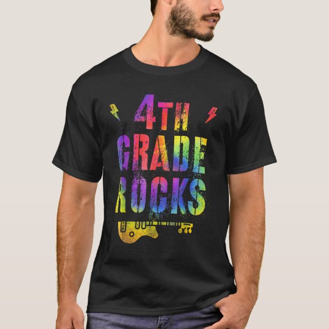 4th Fourth Grade Rocks Tie Dye Back To School Teac T-Shirt (Vorderseite)