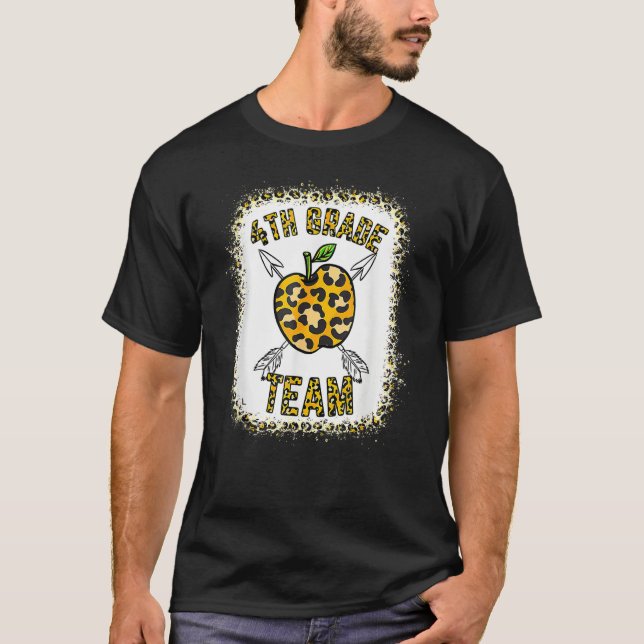 4th Fourth Grade Team Leopard Teacher Student Back T-Shirt (Vorderseite)
