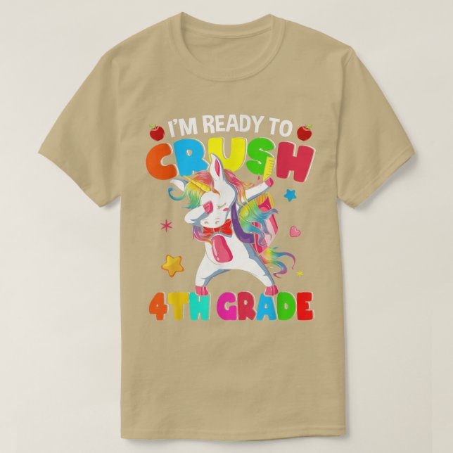 4th Grad Ready Crush Dabbing Unicorn Back To Scho T-Shirt (Design vorne)