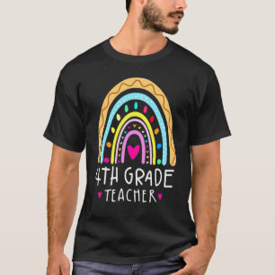 4th Grad Teacher Leopard Rainbow First Day of Sch T-Shirt