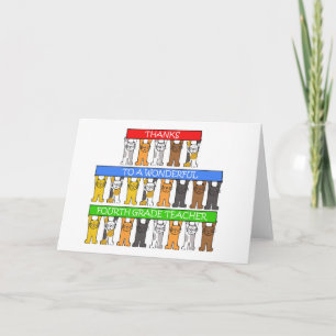 4th Grad Teacher Thanks Cartoon Cats Dankeskarte