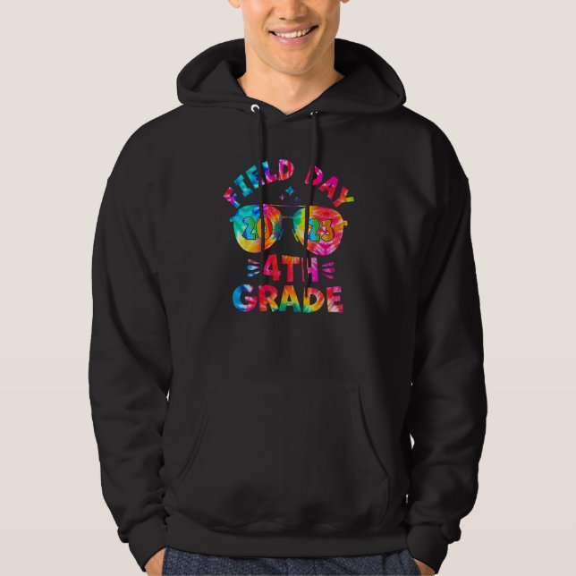 4th Grade Field Day 2023 Tie Dye Sunglasses Teache Hoodie (Vorderseite)