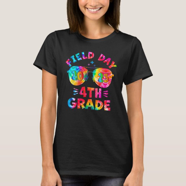 4th Grade Field Day 2023 Tie Dye Sunglasses Teache T-Shirt (Vorderseite)