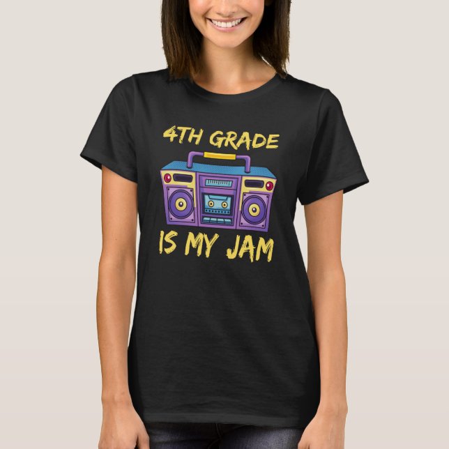 4th Grade Is My Jam School Retro 80s Boombox Stude T-Shirt (Vorderseite)