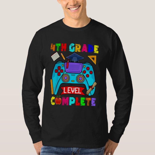 4th Grade Level Complete Cute Gamer Graduate Game  T-Shirt (Vorderseite)