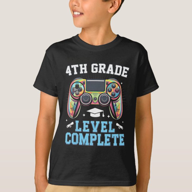 4th Grade Level Complete Last Day Of School Gamer  T-Shirt (Vorderseite)