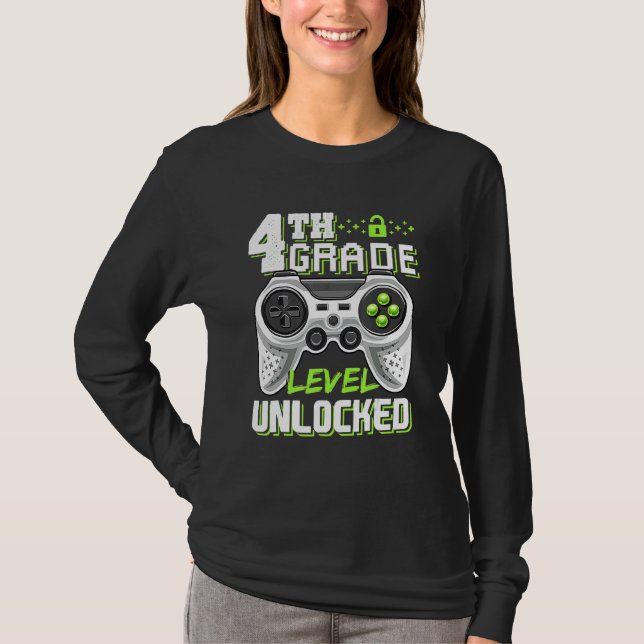 4th Grade Level Unlocked Video Game Back To School T-Shirt (Vorderseite)