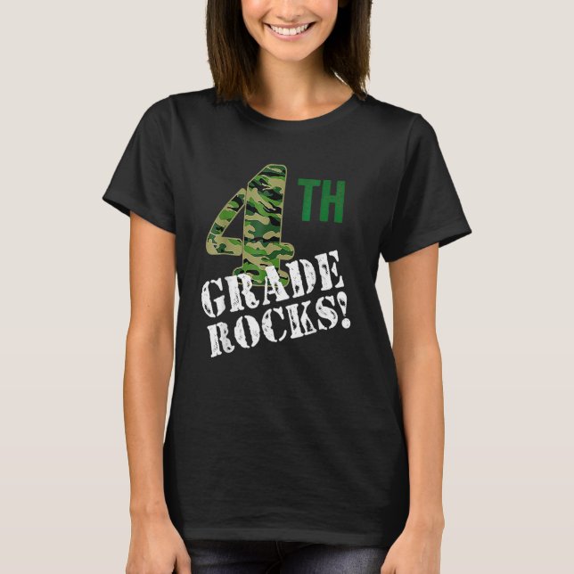 4th Grade Rocks Camo Fourth Grader Back To School  T-Shirt (Vorderseite)