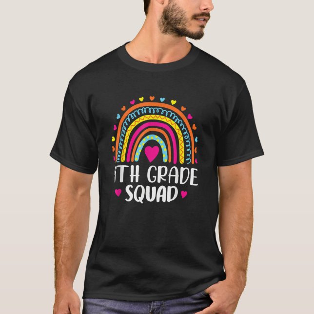 4th Grade Squad Teacher Student Rainbow 100th Day  T-Shirt (Vorderseite)