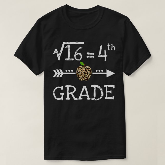 4th Grade Square Root of 16 Math Leopard Back to s T-Shirt (Design vorne)