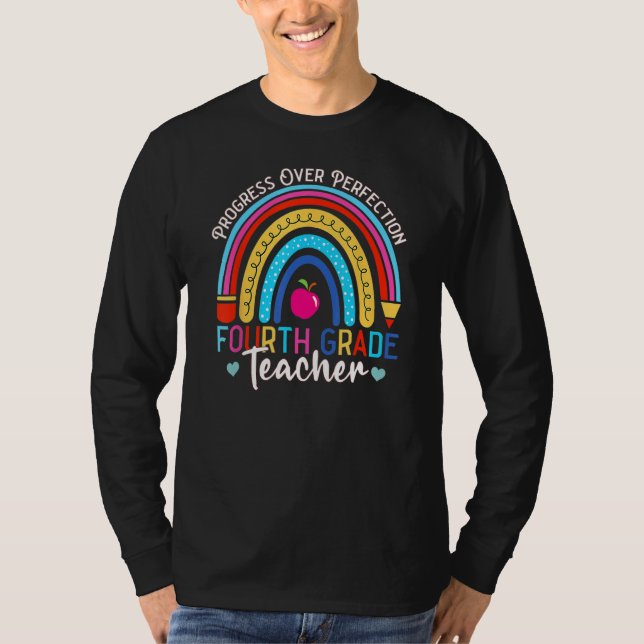 4th Grade Teacher Progress Over Perfection, Back T T-Shirt (Vorderseite)