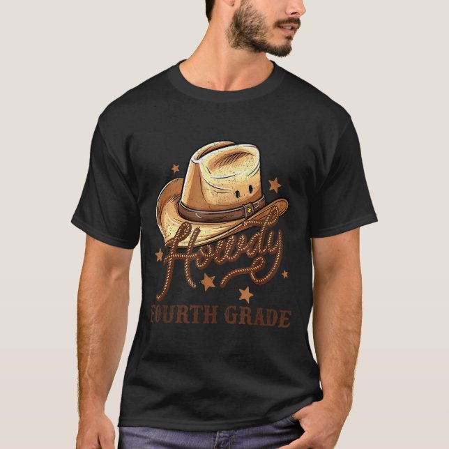 4th Grade Teacher Rodeo Country Western Howdy Four T-Shirt (Vorderseite)