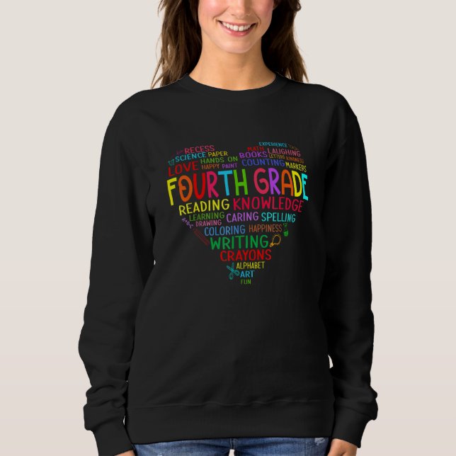 4th Grade Team Heart Back to school Teacher Studen Sweatshirt (Vorderseite)