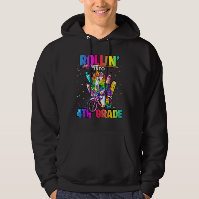 4th Grade Unicorn Back to School First Day of Scho Hoodie (Vorderseite)