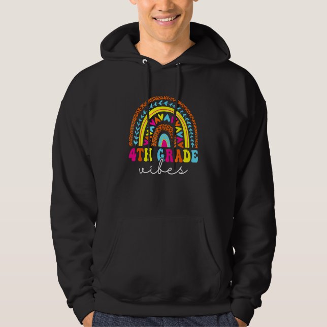 4th Grade Vibes Back To School Rainbow Teachers Ki Hoodie (Vorderseite)