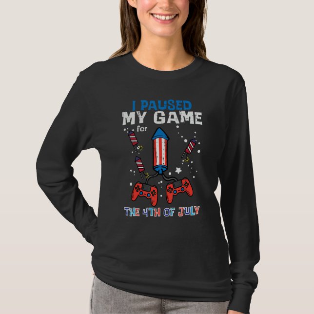 4th July Gamer Paused My Game Patriotic Boys Kids  T-Shirt (Vorderseite)