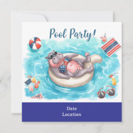 4th July Pool Party with Hippo in Bikini  Save The Date