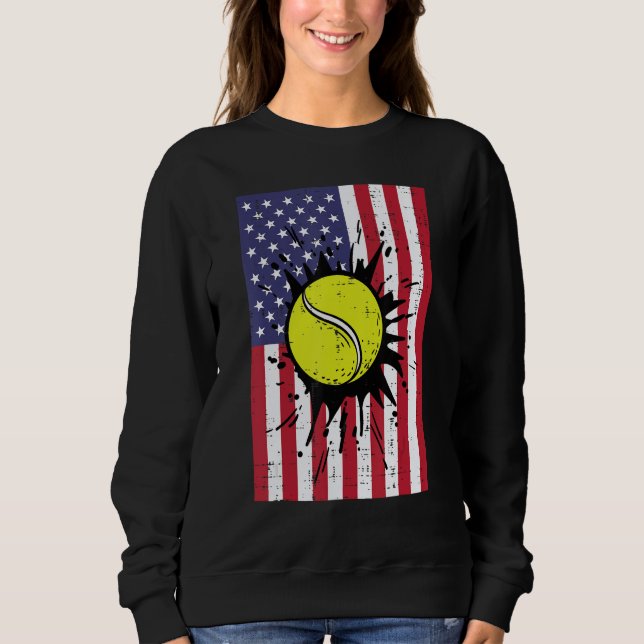 4th July Tennis America Flag Patriotic Men Boys Ki Sweatshirt (Vorderseite)