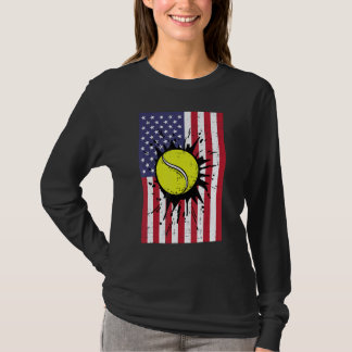 4th July Tennis America Flag Patriotic Men Boys Ki T-Shirt