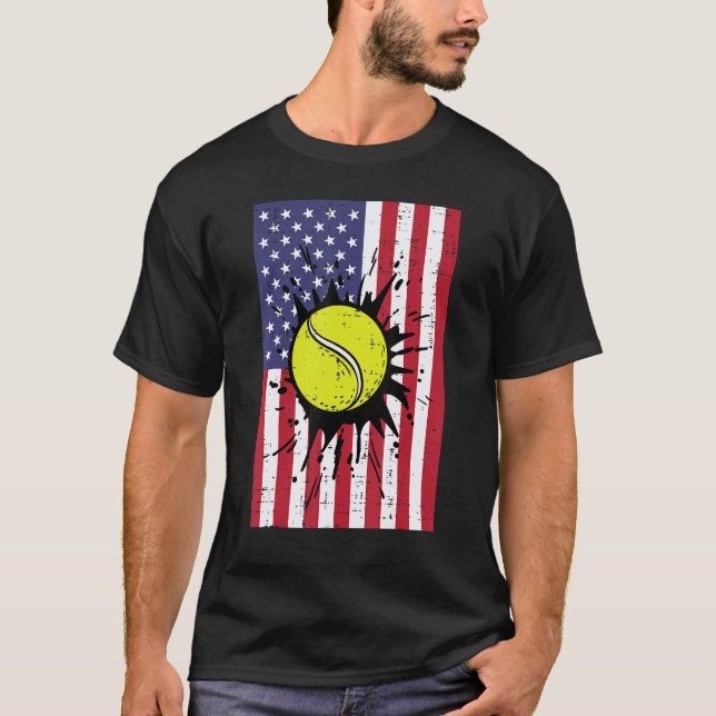 4th July Tennis America Flag Patriotic Men Boys Ki T-Shirt (Vorderseite)