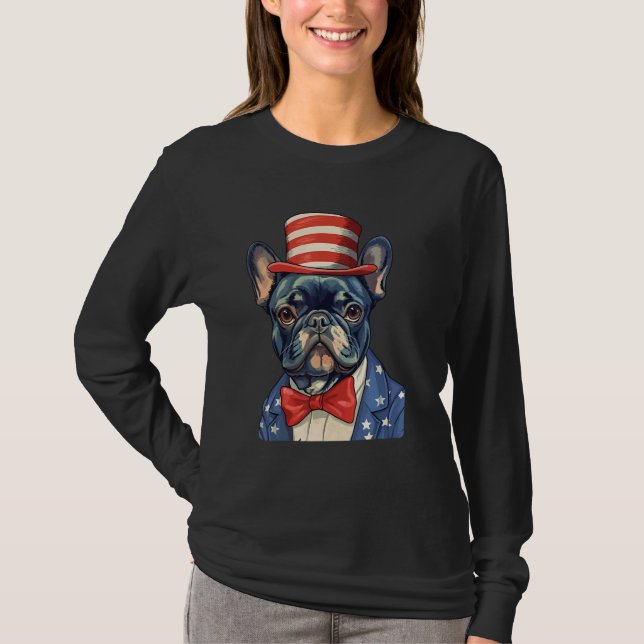 4th July US Flag Patriotic Designs  French Bulldog T-Shirt (Vorderseite)