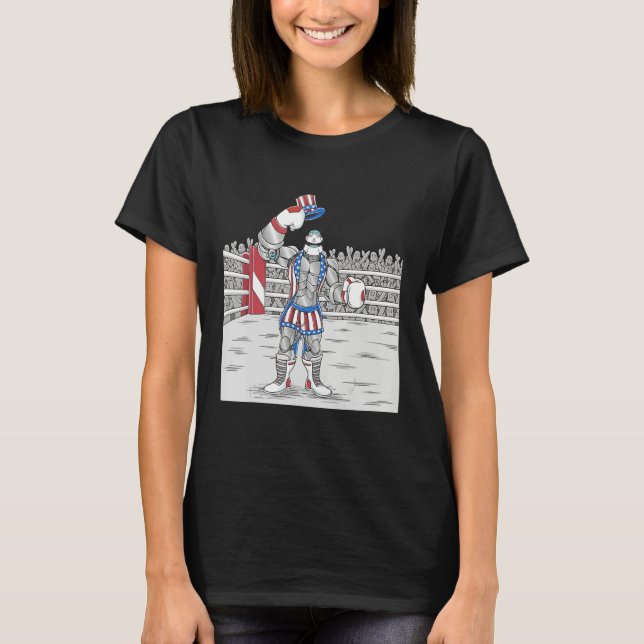 4th July USA Boxing Fitness Gym Artificial Intelli T-Shirt (Vorderseite)