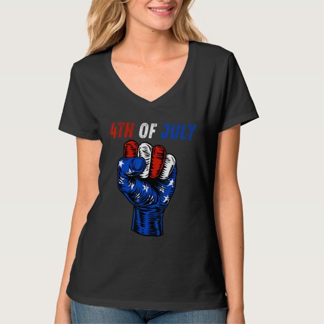 4Th Of July 2023 American Flag Retro Family T-Shirt (Vorderseite)