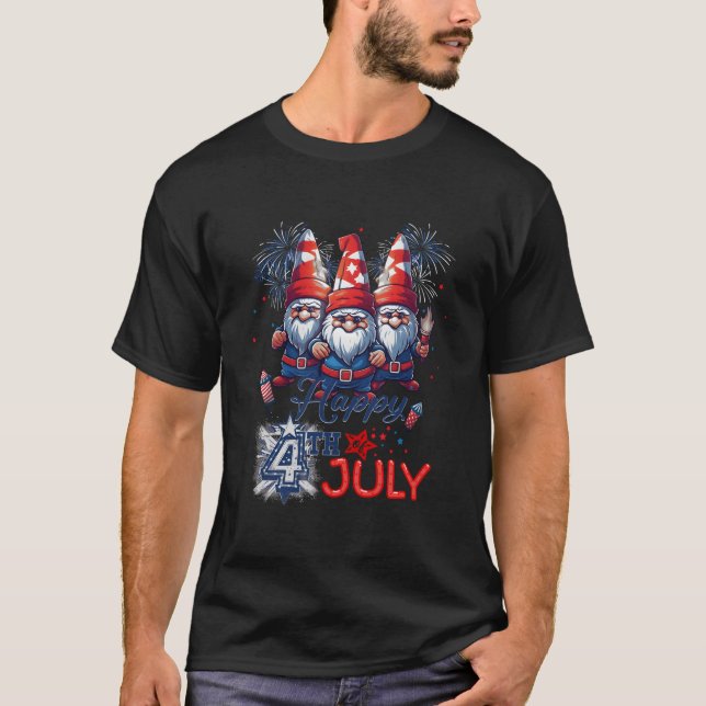 4Th Of July 2023 Patriotic Gnomes American Usa T-Shirt (Vorderseite)