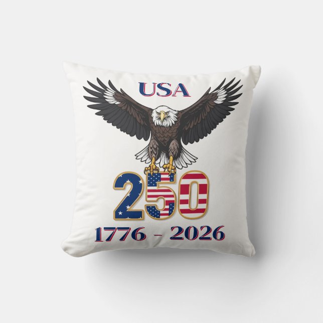 4th of July 250 Years Anniversary USA Bald Eagle Kissen (Vorderseite)
