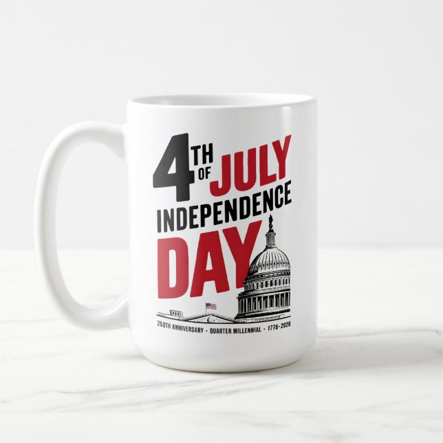 4th of July 250th Anniversary Independence Day Kaffeetasse (Links)