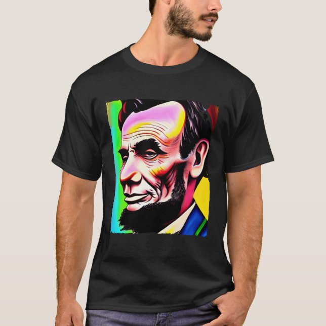 4th of July Abraham Lincoln Art Painting T-Shirt (Vorderseite)
