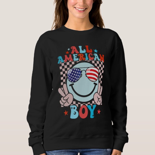 4th Of July All American Boys Groovy  Kids Son USA Sweatshirt (Vorderseite)