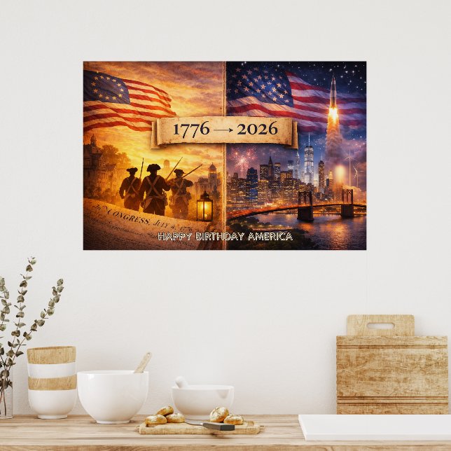 4th of July America 1776 to 2026 USA 250th Party Poster (Küche)