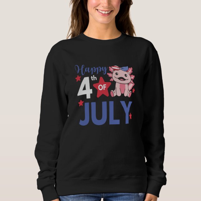 4th Of July American Axolotl For Kids Cute Usa Axo Sweatshirt (Vorderseite)