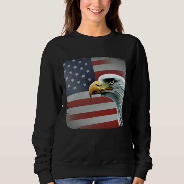 4th of July American Bald Eagle Had On USA Flag Sweatshirt (Vorderseite)