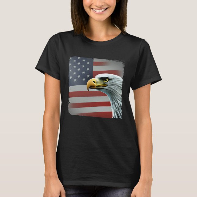 4th of July American Bald Eagle Had On USA Flag T-Shirt (Vorderseite)