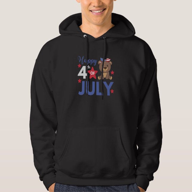 4th Of July American Bear For Kids Cute Usa Bear Hoodie (Vorderseite)