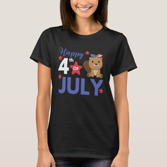 4th Of July American Beaver For Kids Cute Usa Beav T-Shirt (Vorderseite)