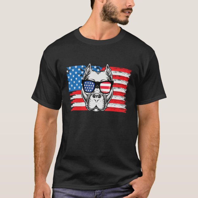 4th Of July American Bulldog Us Flag Patriotic Dog T-Shirt (Vorderseite)